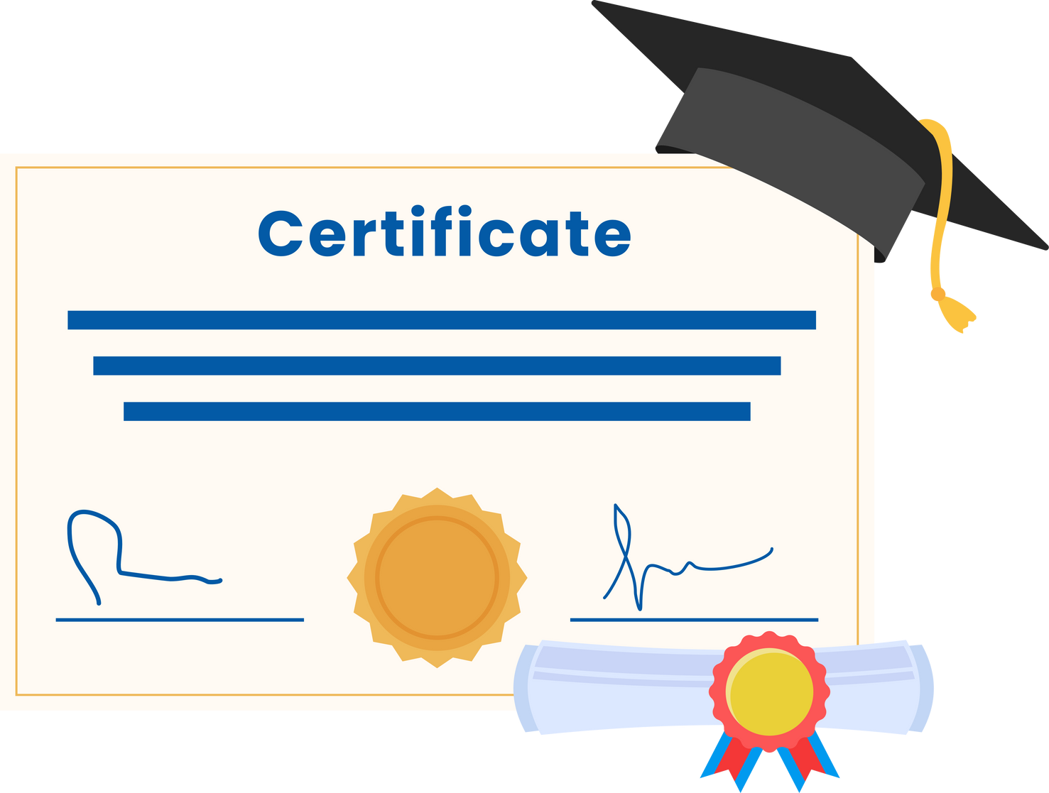 Certificate degree of university, college or school success and course completion certificate.